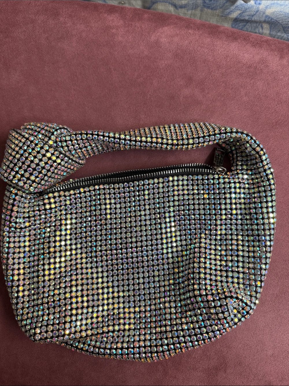 Madison West Iridescent Crystal Rhinestone Shoulder Bag